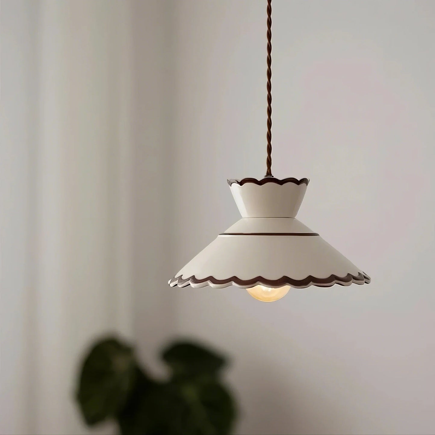 Beige Ceramic Pendant Light