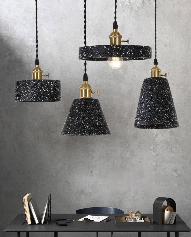 Black Terrazzo Cement Pendant Light - 106CM