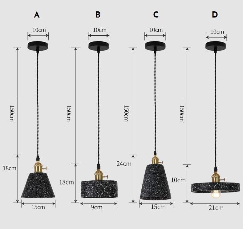 Black Terrazzo Cement Pendant Light - 106CM