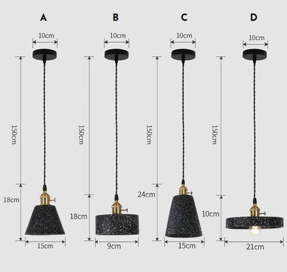 Black Terrazzo Cement Pendant Light - 106CM