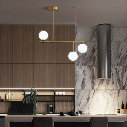 Brass Chandelier With White Frosted Globes - 1CH5