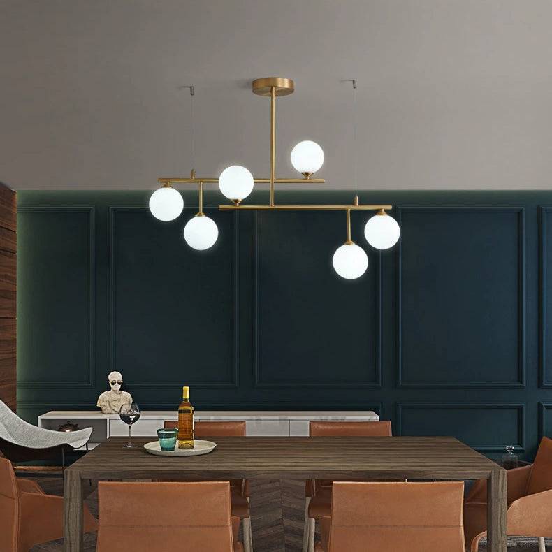 Brass Chandelier With White Frosted Globes - 1CH5