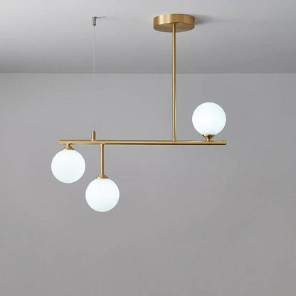 Brass Chandelier With White Frosted Globes - 1CH5