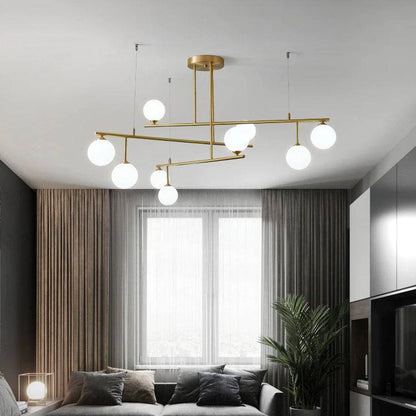 Brass Chandelier With White Frosted Globes - 1CH5