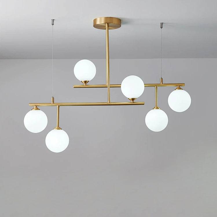 Brass Chandelier With White Frosted Globes - 1CH5