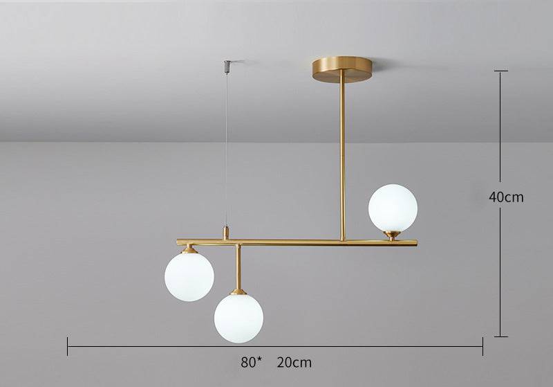 Brass Chandelier With White Frosted Globes - 1CH5