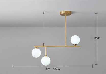 Brass Chandelier With White Frosted Globes - 1CH5