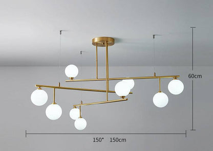 Brass Chandelier With White Frosted Globes - 1CH5