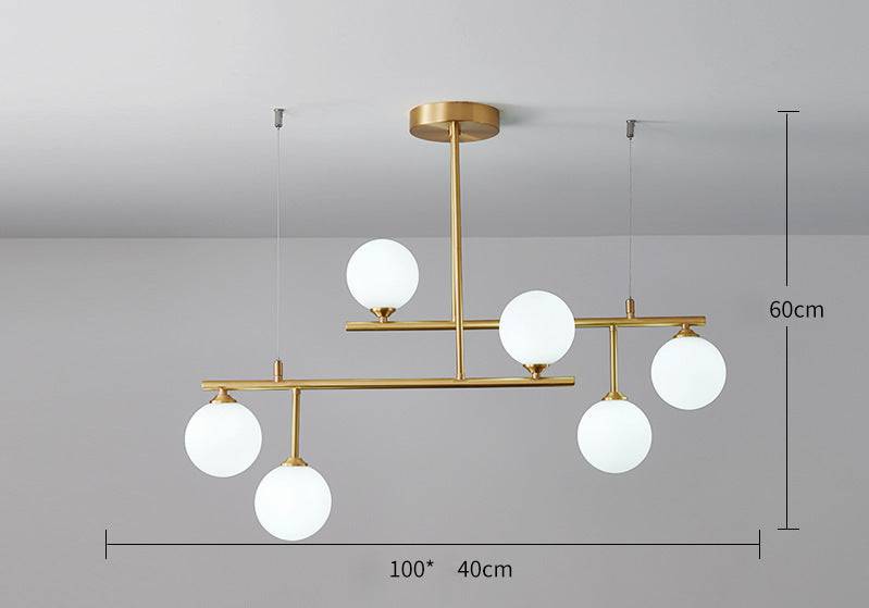 Brass Chandelier With White Frosted Globes - 1CH5