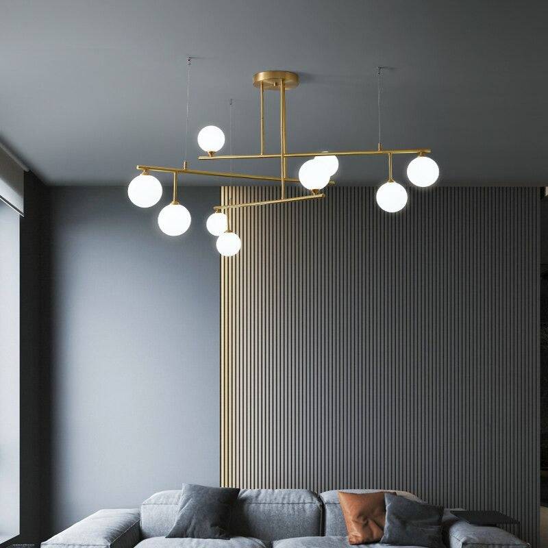 Brass Chandelier With White Frosted Globes - 1CH5