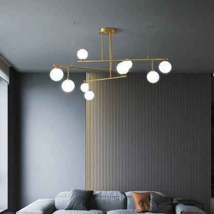 Brass Chandelier With White Frosted Globes - 1CH5