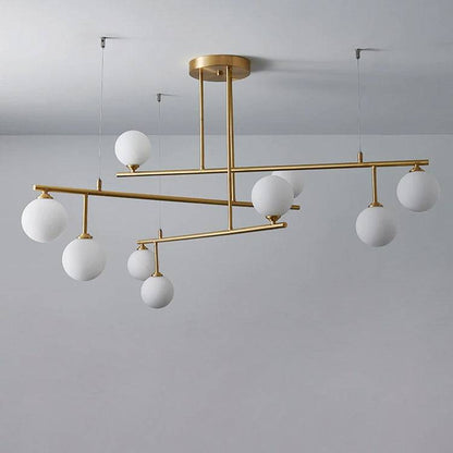 Brass Chandelier With White Frosted Globes - 1CH5