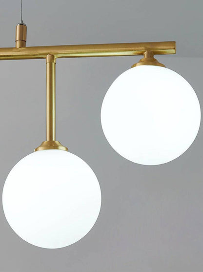 Brass Chandelier With White Frosted Globes - 1CH5