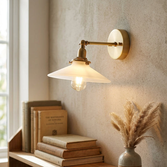 Brass Flat Glass Wall Light - 210GWL