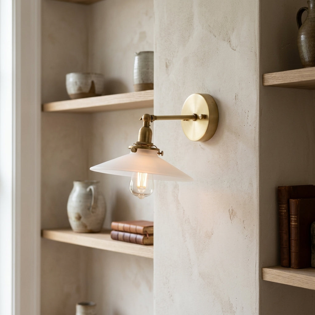 Brass Flat Glass Wall Light - 210GWL