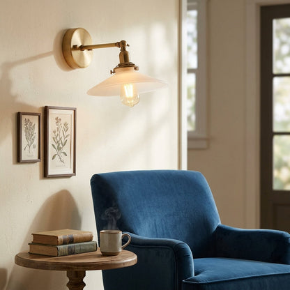 Brass Flat Glass Wall Light - 210GWL