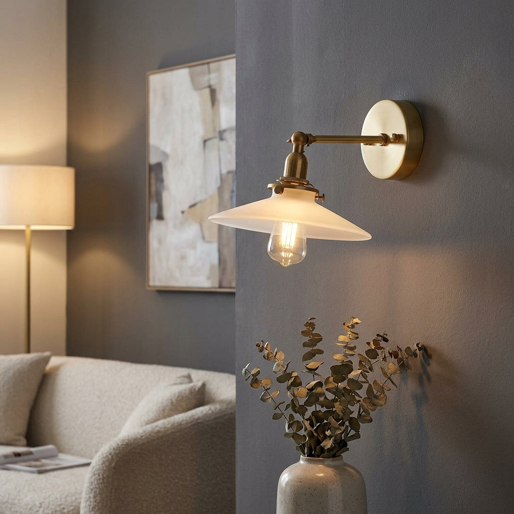 Brass Flat Glass Wall Light - 210GWL