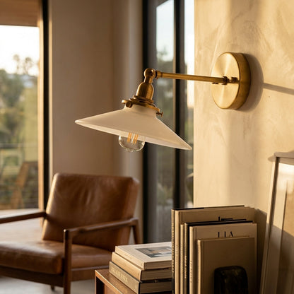 Brass Flat Glass Wall Light - 210GWL